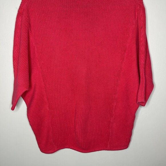 Y2K Express Size S Coral Dolman Sleeve Relaxed Fit VNeck 3/4 Sleeve Knit Sweater - Picture 7 of 7